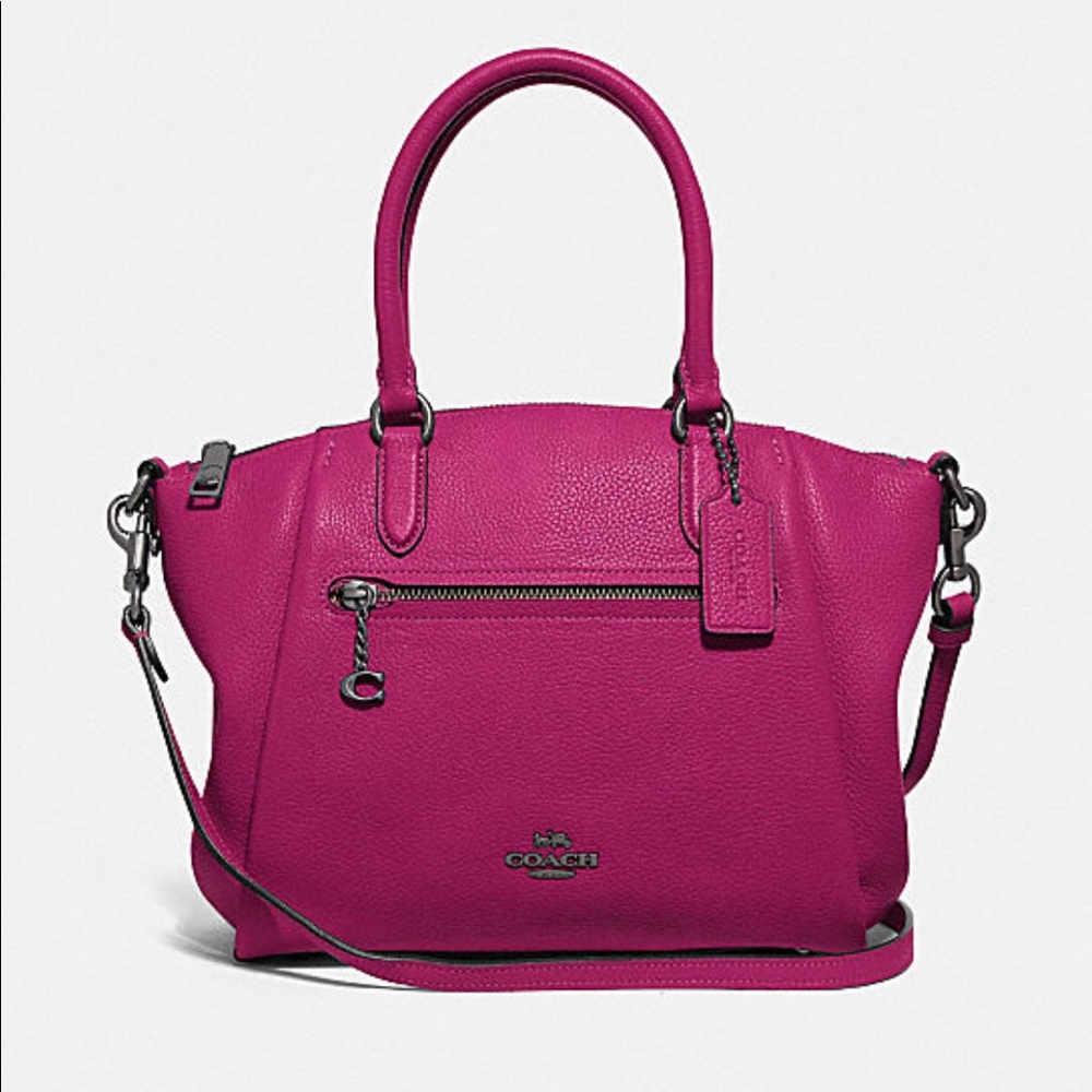 Coach Elise Satchel Crossbody Bag - Cerise Pink Pebble Leather - Medium